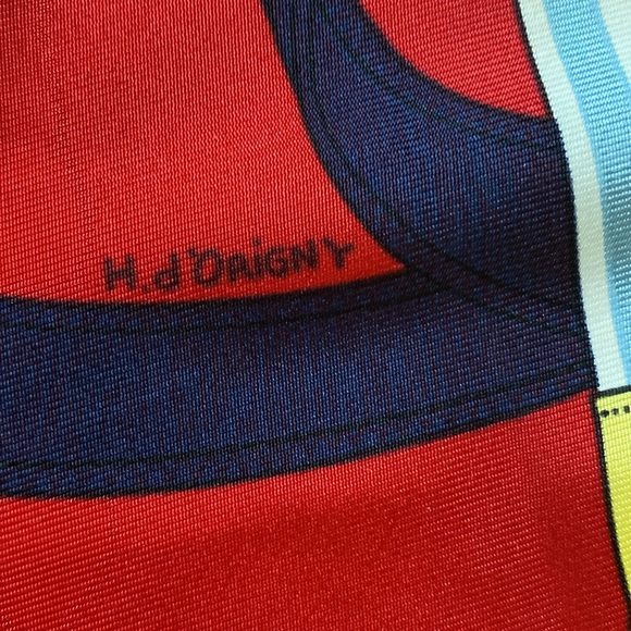 Hermes Eperon D'Or forever scarf approx 35”x35” silk, hand stitched rolled edges - Picture 5 of 16